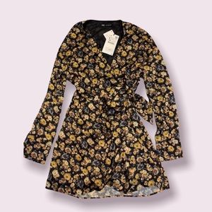 Zara floral tie dress